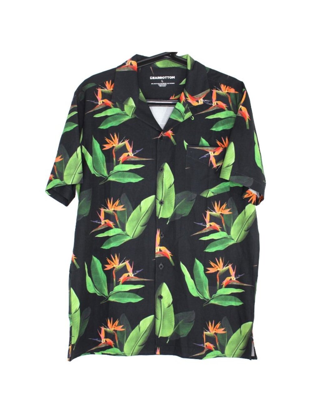 Bearbottom Mens Large Floral Lightweight Camp Collar Button Up Shirt A1784